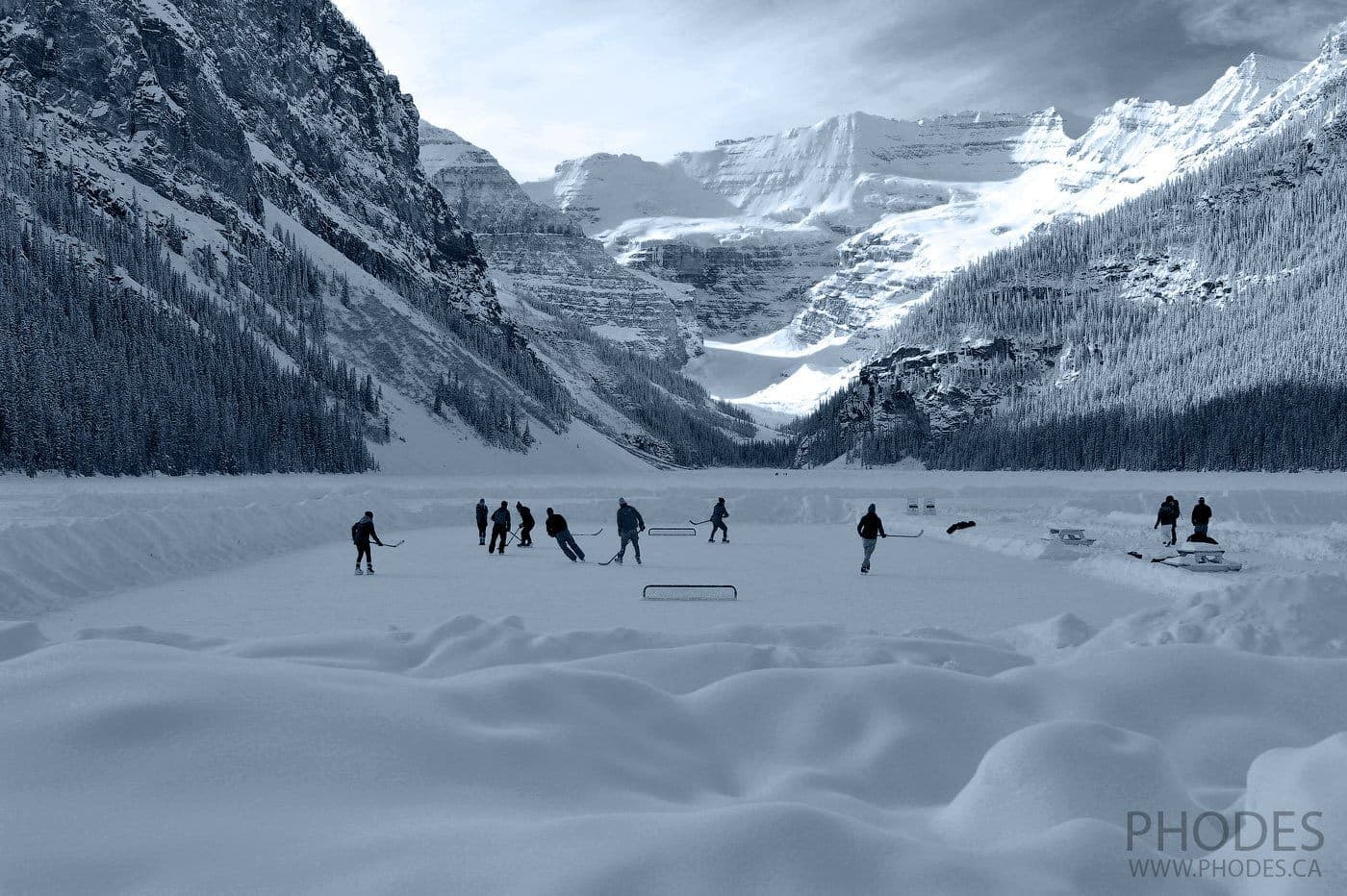 Ice hockey rink on Lake Louise in Banff