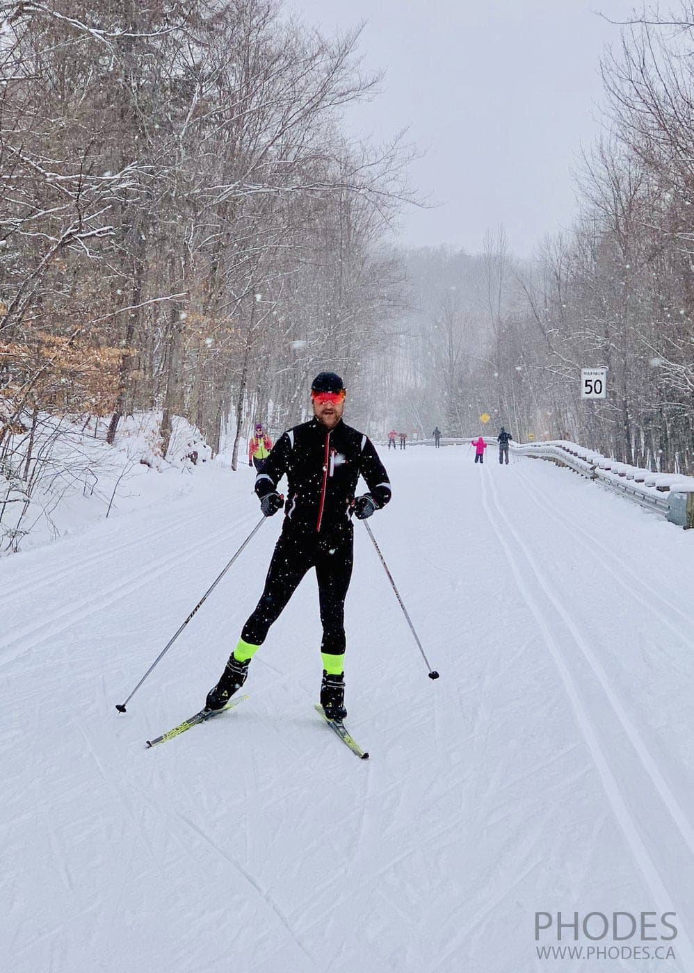 Cross country skate skiing in National Park Mont Orford