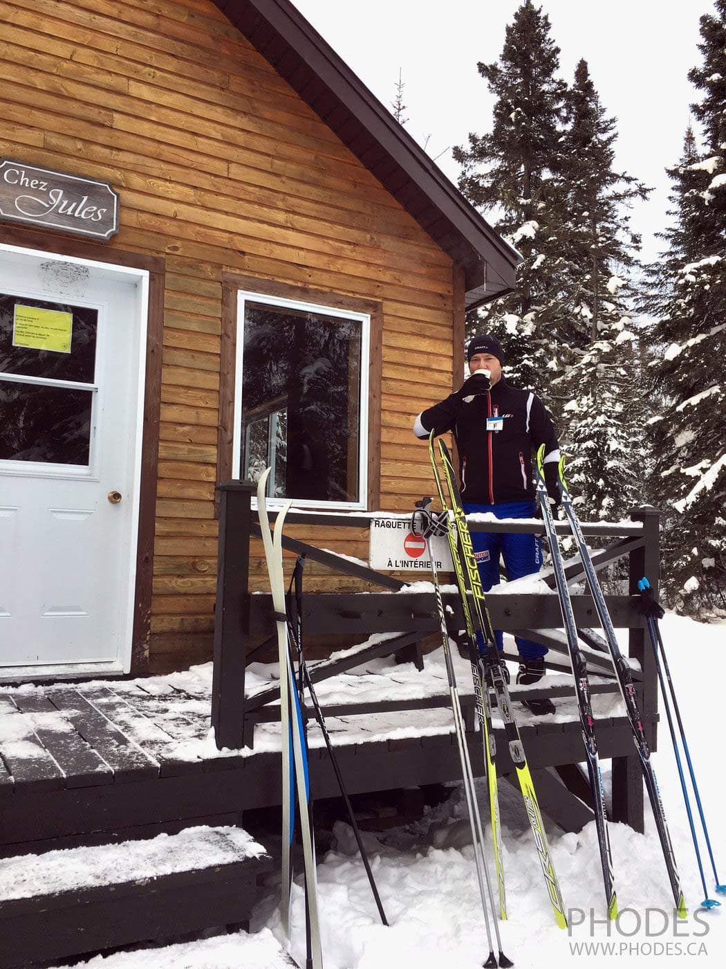 Cross country ski trail in Mont Grand-Fonds in Charlevoix - Chocolate break