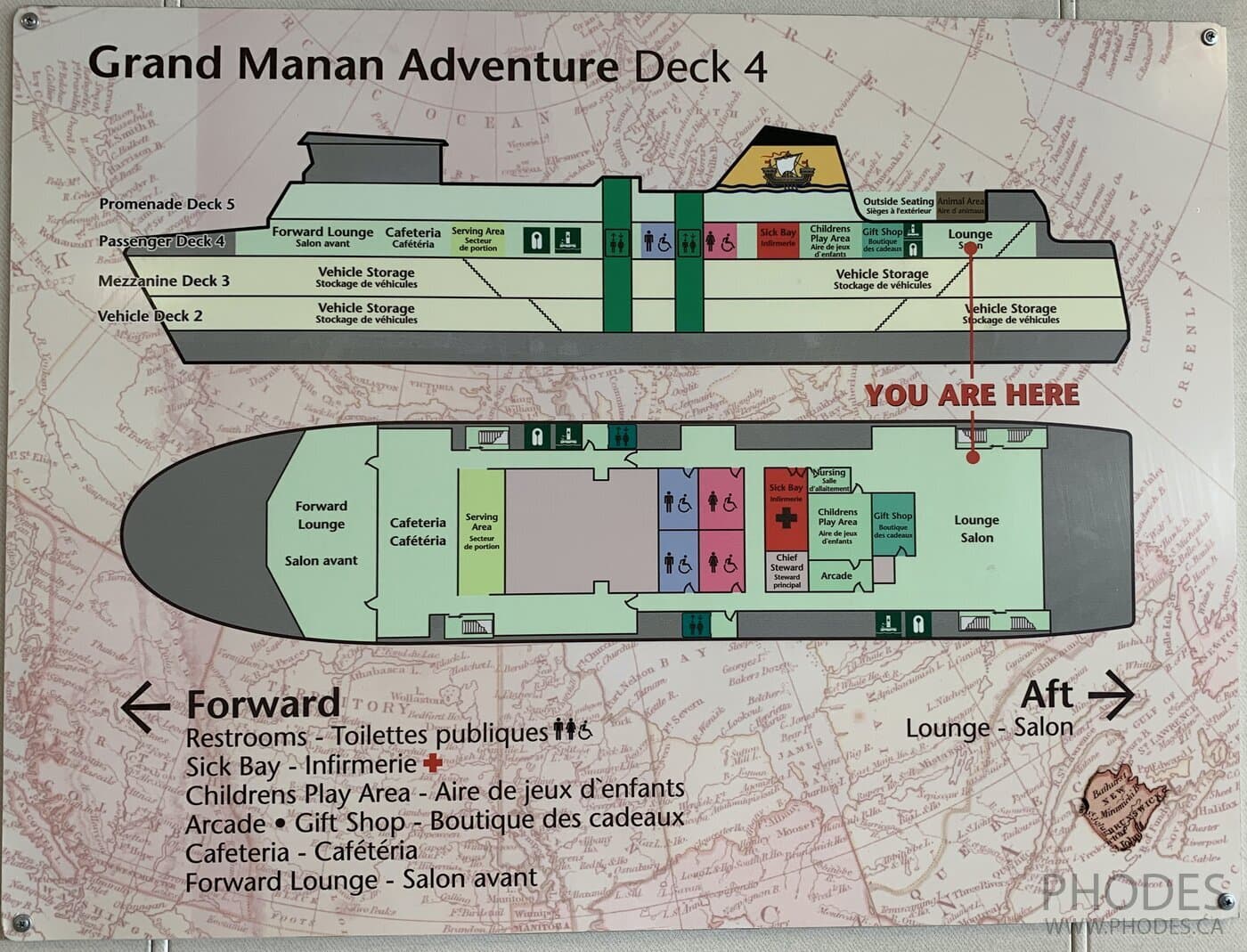 Map of the ferry Adventure