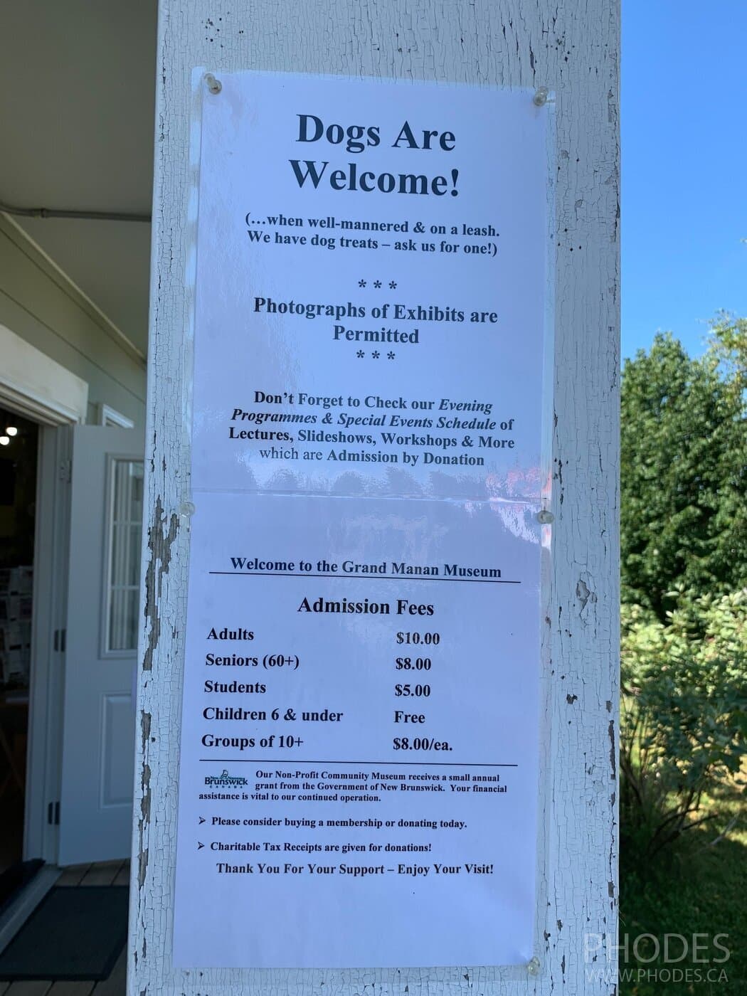 Entry sign at the Grand Manan Museum on Grand Manan Island