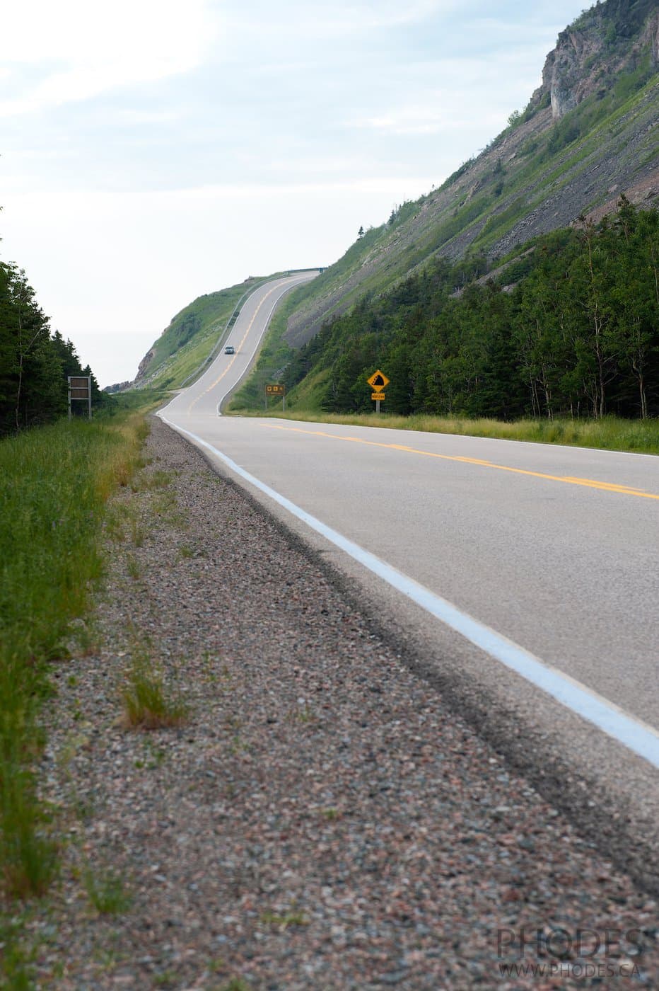 Uphill Cabot Trail road in Cape Breton Highlands National Park