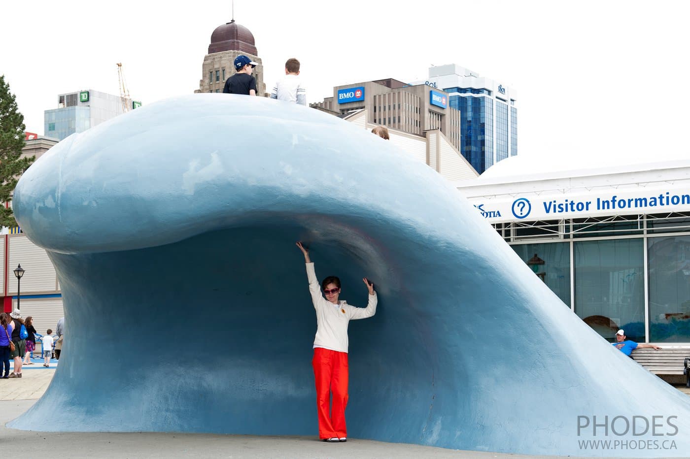 Wave statue in port of Halifax