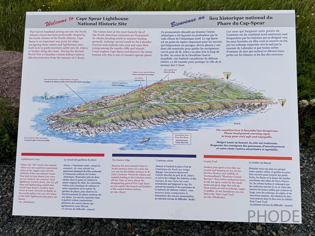 La carte du cap Spear - Terre-Neuve